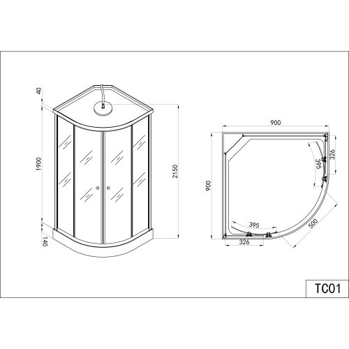 Sanotechnik Duschkabine Komplettduschkabine RELAX 1 90x90x215cm