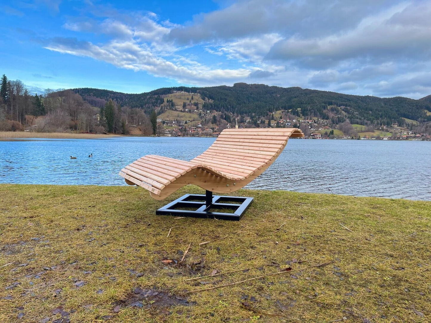 Doppelliege "Tegernsee" | Wellenliege mit Drehgestell | diverse Größen | optionales Gravurschild