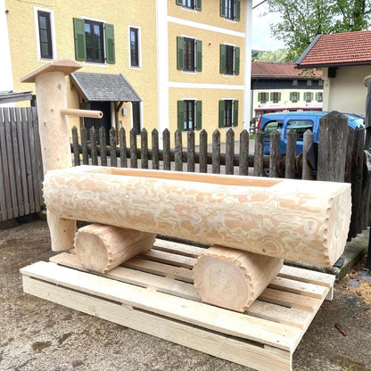 Holzbrunnen ,,Watzmann" Lärchenbrunnen Säule stirnseitig | diverse Größen & Optionen