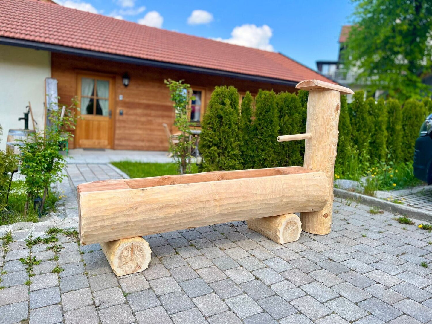 Holzbrunnen ,,Watzmann" Lärchenbrunnen Säule stirnseitig | diverse Größen & Optionen