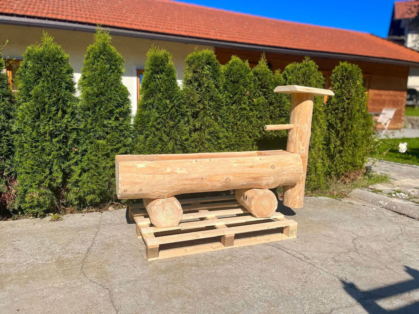 Holzbrunnen ,,Watzmann" Lärchenbrunnen Säule stirnseitig | diverse Größen & Optionen