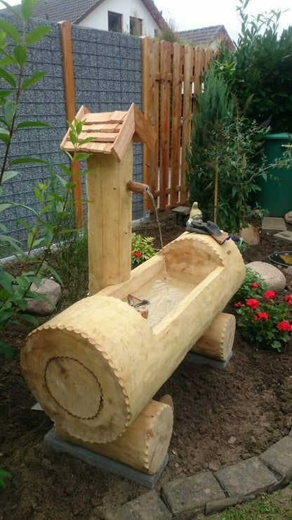 Holzbrunnen ,,Weinberg" Holztrog aus Tannenholz Ränder rund | diverse Größen & Optionen