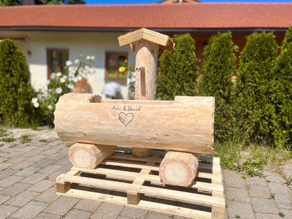 Holzbrunnen ,,Weinberg" Holztrog aus Tannenholz Ränder rund | diverse Größen & Optionen