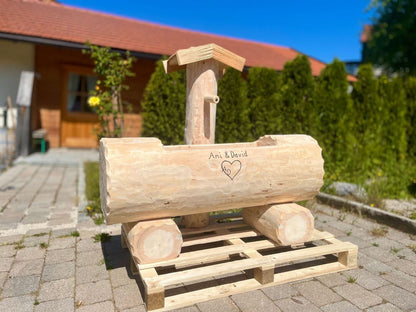 Holzbrunnen ,,Weinberg" Holztrog aus Tannenholz Ränder rund | diverse Größen & Optionen