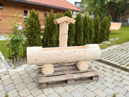 Holzbrunnen ,,Weinberg" Holztrog aus Tannenholz Ränder rund | diverse Größen & Optionen