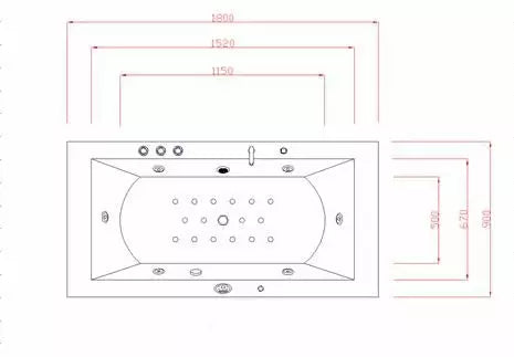 Whirlpool Torino Badewanne Indoor 182x90 cm