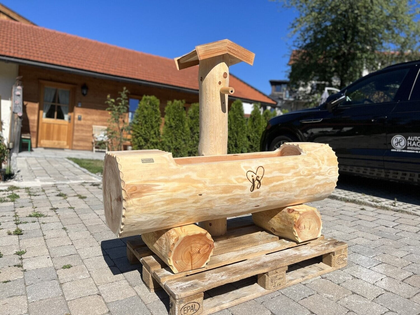 Holzbrunnen ,,Zugspitze" Baumstammbrunnen aus Lärchenholz | diverse Größen & Optionen