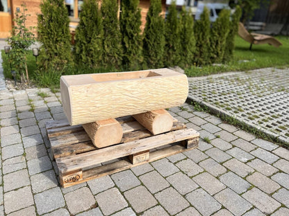 Holzbrunnen ,,Zwiesel" Lärchenbrunnen mit Struktur | diverse Größen & Lasur-Option