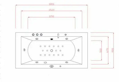 Whirlpool Torino Badewanne Indoor 182x90 cm Black