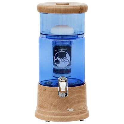 AcalaQuell® Mini blau | Echtholz Eiche rund | Glastank 5 Liter für 1-2 Personen | verschiedene Optionen