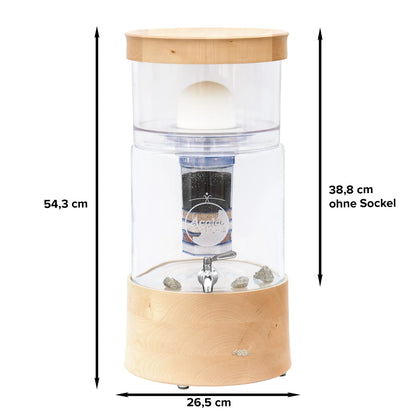 AcalaQuell® Smart kristallklar | Echtholz Ahorn flach | Glastank 8 Liter für 1-4 Personen | verschiedene Optionen