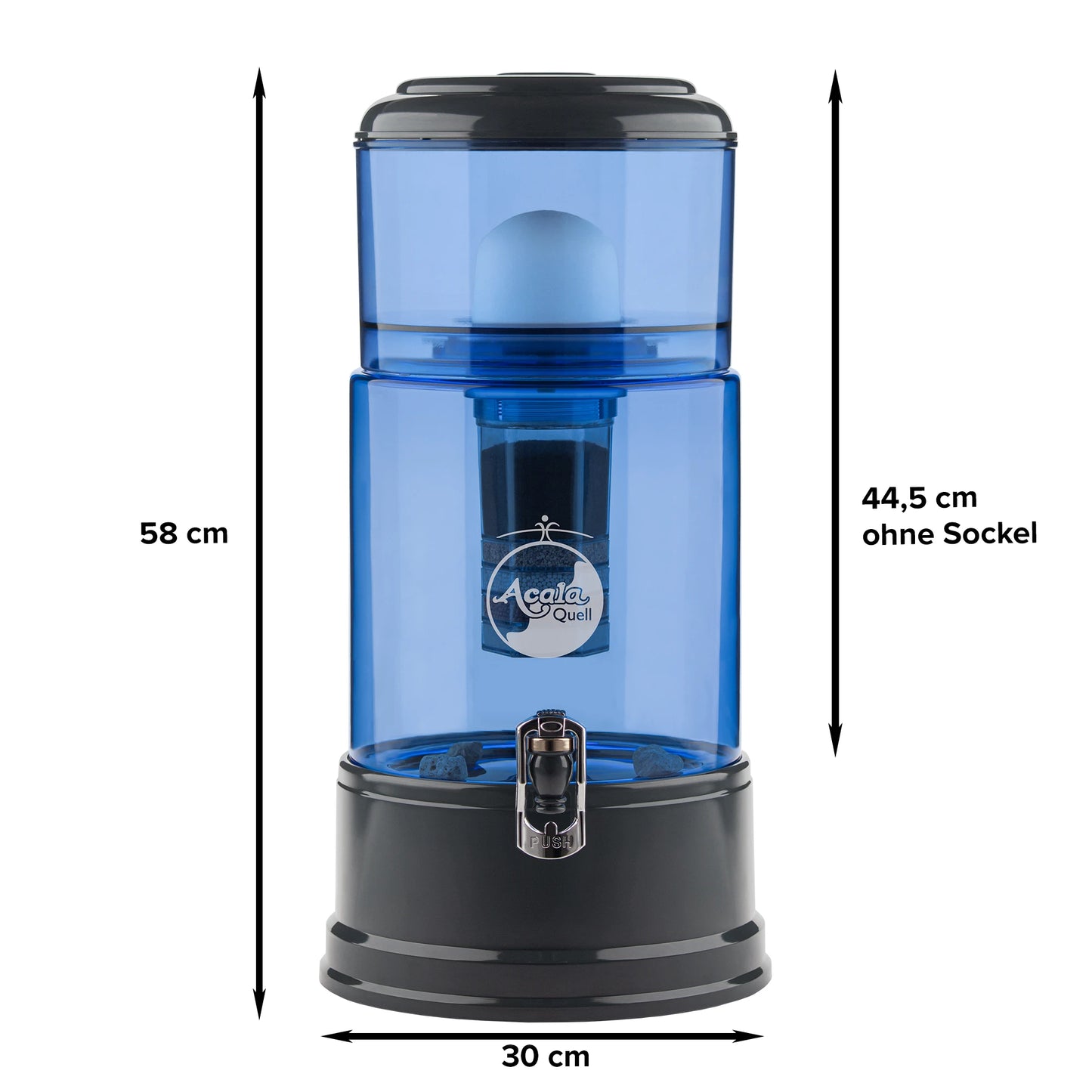 AcalaQuell® Grande blau | anthrazit | Glastank 10 Liter | verschiedene Optionen | Einsteigerset groß