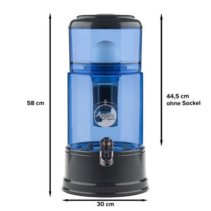 AcalaQuell® Grande blau | anthrazit | Glastank 10 Liter | verschiedene Optionen | Einsteigerset groß