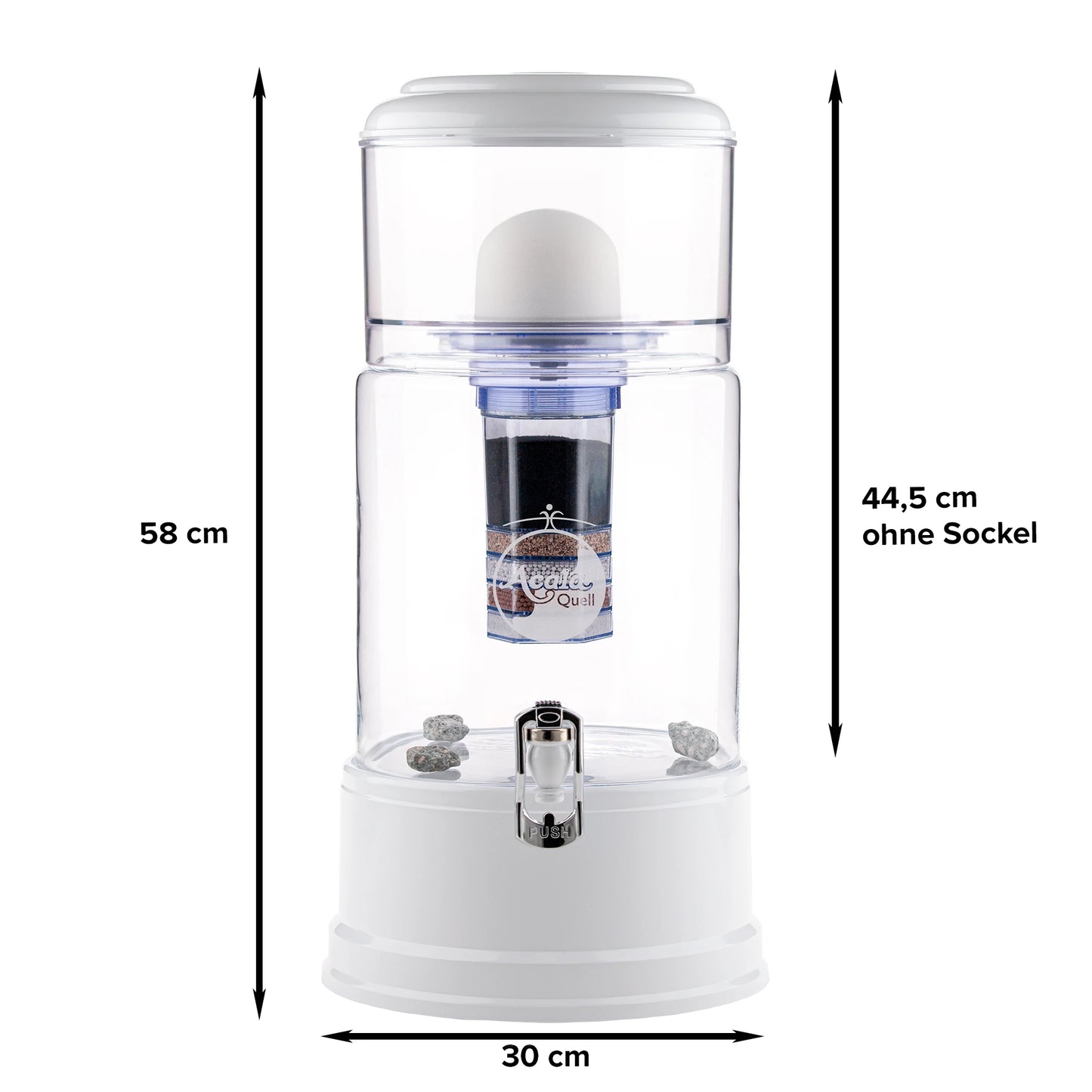 AcalaQuell® Grande kristallklar | weiß | Glastank 10 Liter | verschiedene Optionen