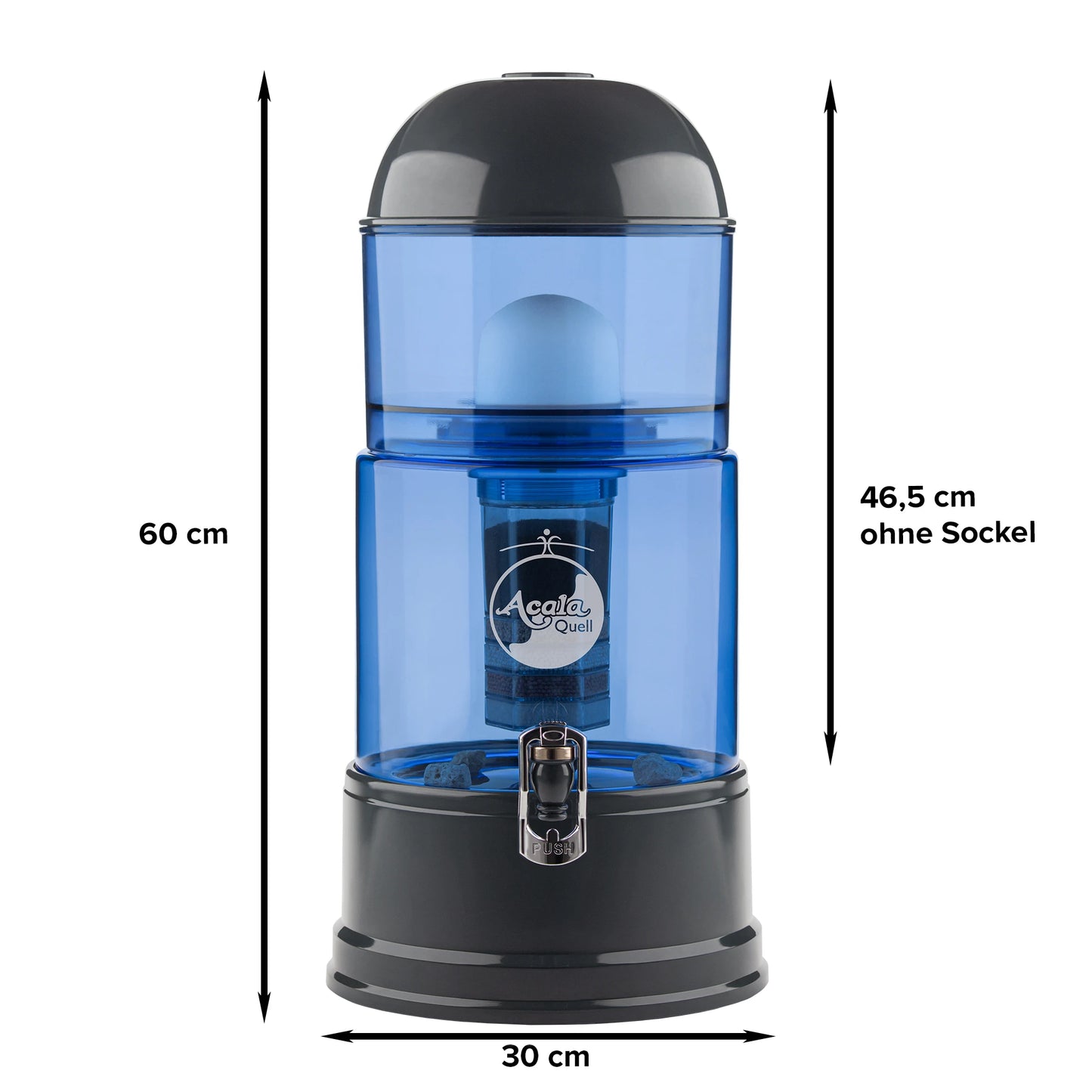 AcalaQuell® Luna blau | anthrazit | 8 Liter für 1-4 Personen | verschiedene Optionen | Einsteigerset groß