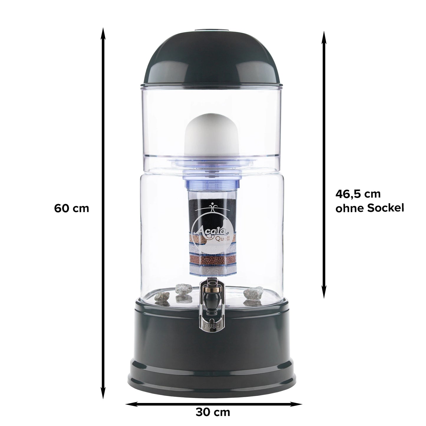 AcalaQuell® Luna kristallklar | anthrazit | 8 Liter für 1-4 Personen | verschiedene Optionen | Einsteigerset groß