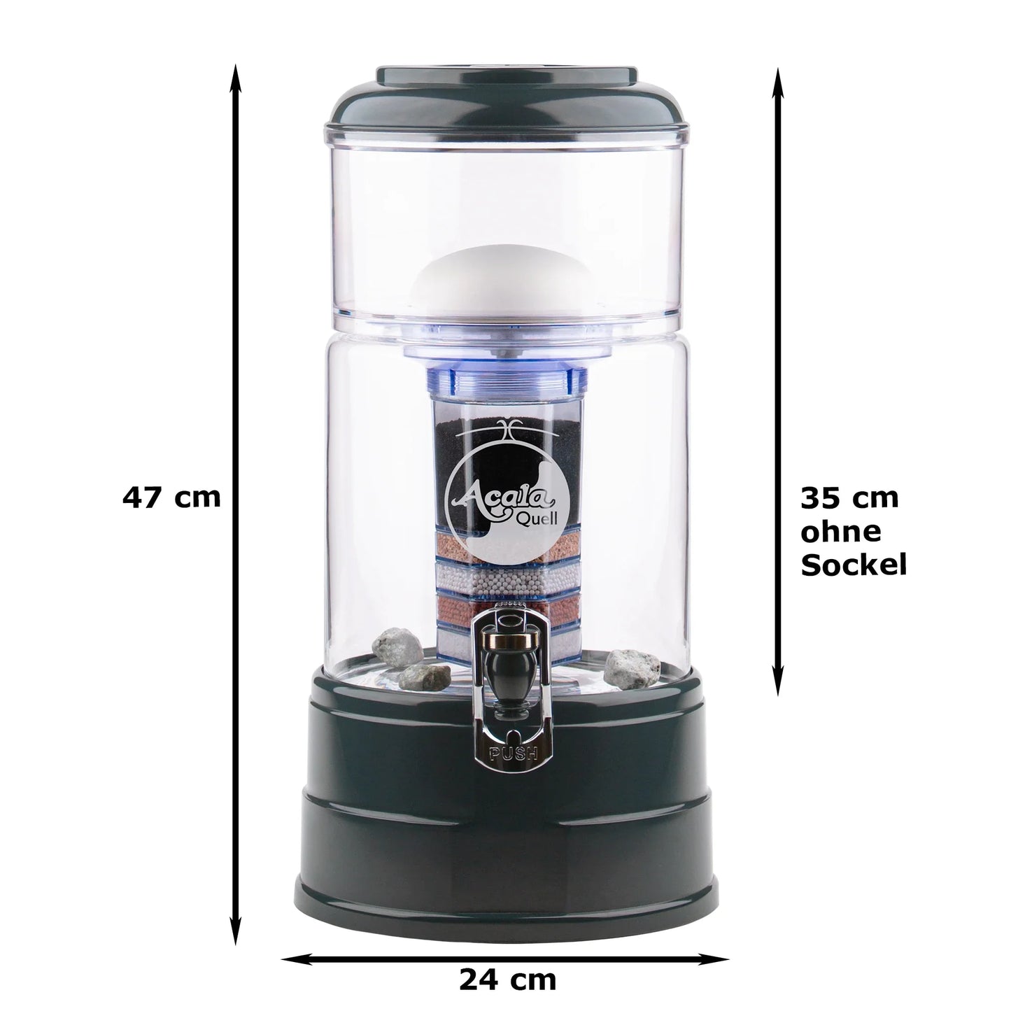 AcalaQuell® Mini kristallklar | anthrazit | 5 Liter für 1-2 Personen | verschiedene Optionen | Einsteigerset groß