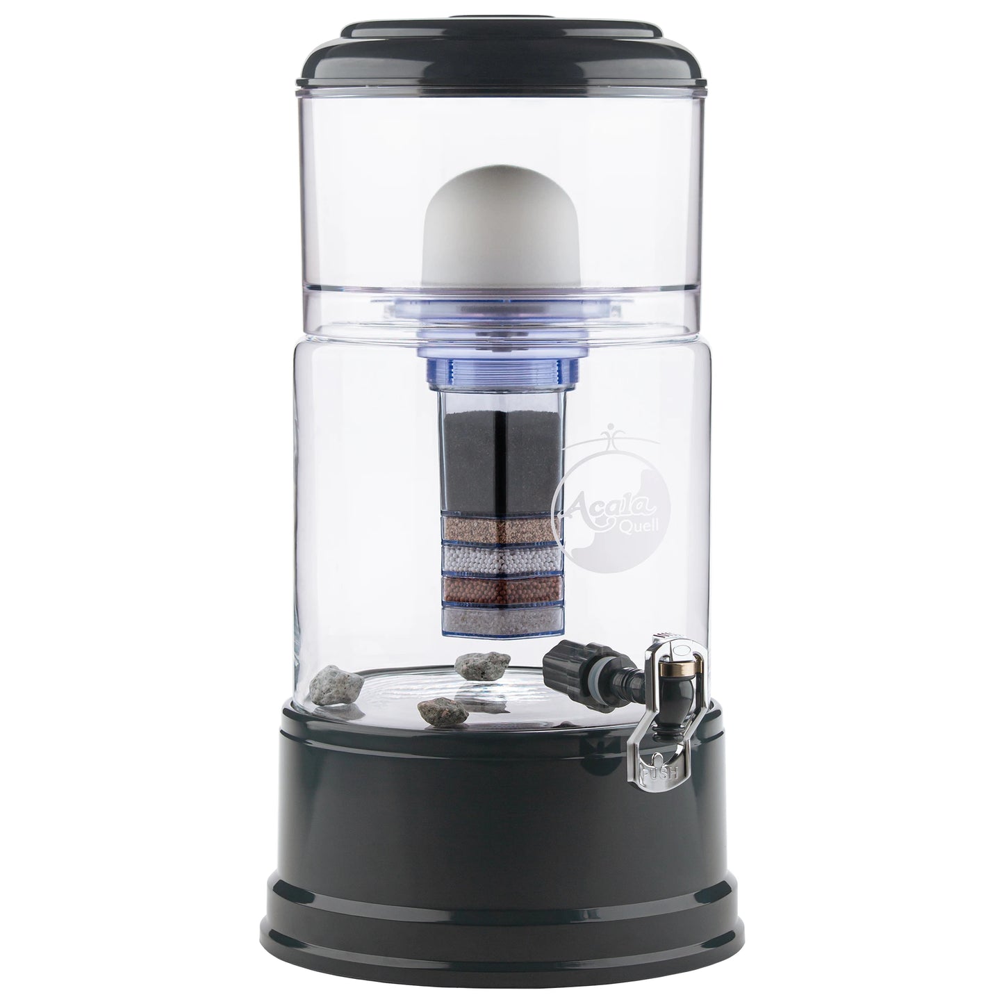AcalaQuell® Grande kristallklar | anthrazit | Glastank 10 Liter | verschiedene Optionen | Einsteigerset groß