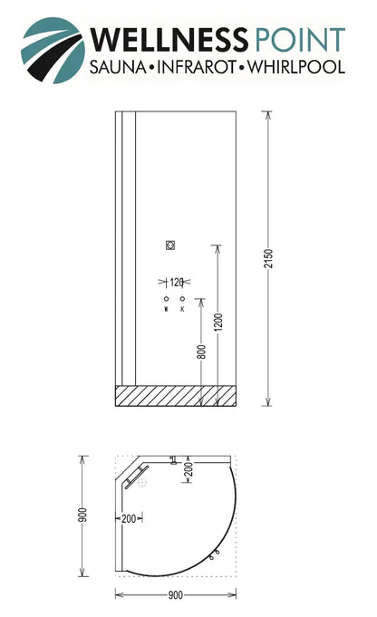 Dampfdusche Dusche Alaska inkl. Infrarotsauna 90x90cm