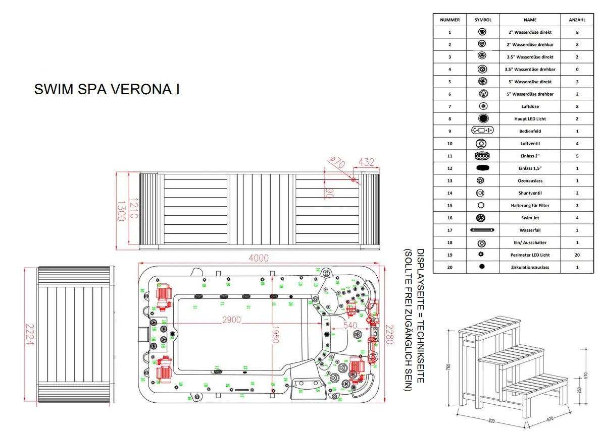 Swim Spa Whirlpool Verona I 400x230x131 cm