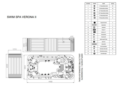 Swim Spa Whirlpool Verona II 445x230x131 cm
