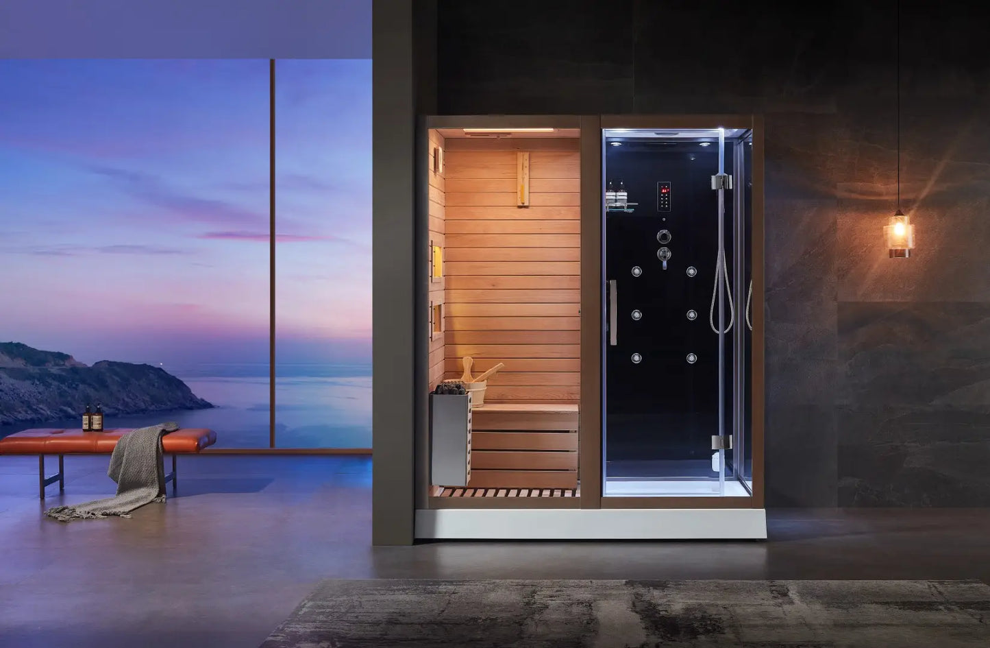 Dampfdusche Nebraska inkl. Saunafunktion Sauna Dusche 180x110cm