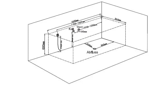 Whirlpool Torino Badewanne Indoor 182x90 cm Black