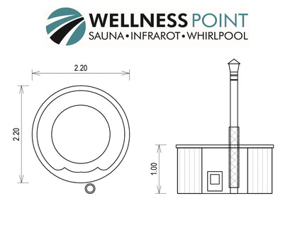 Hot Tub Narvik Badebottich Badefass 220x220cm