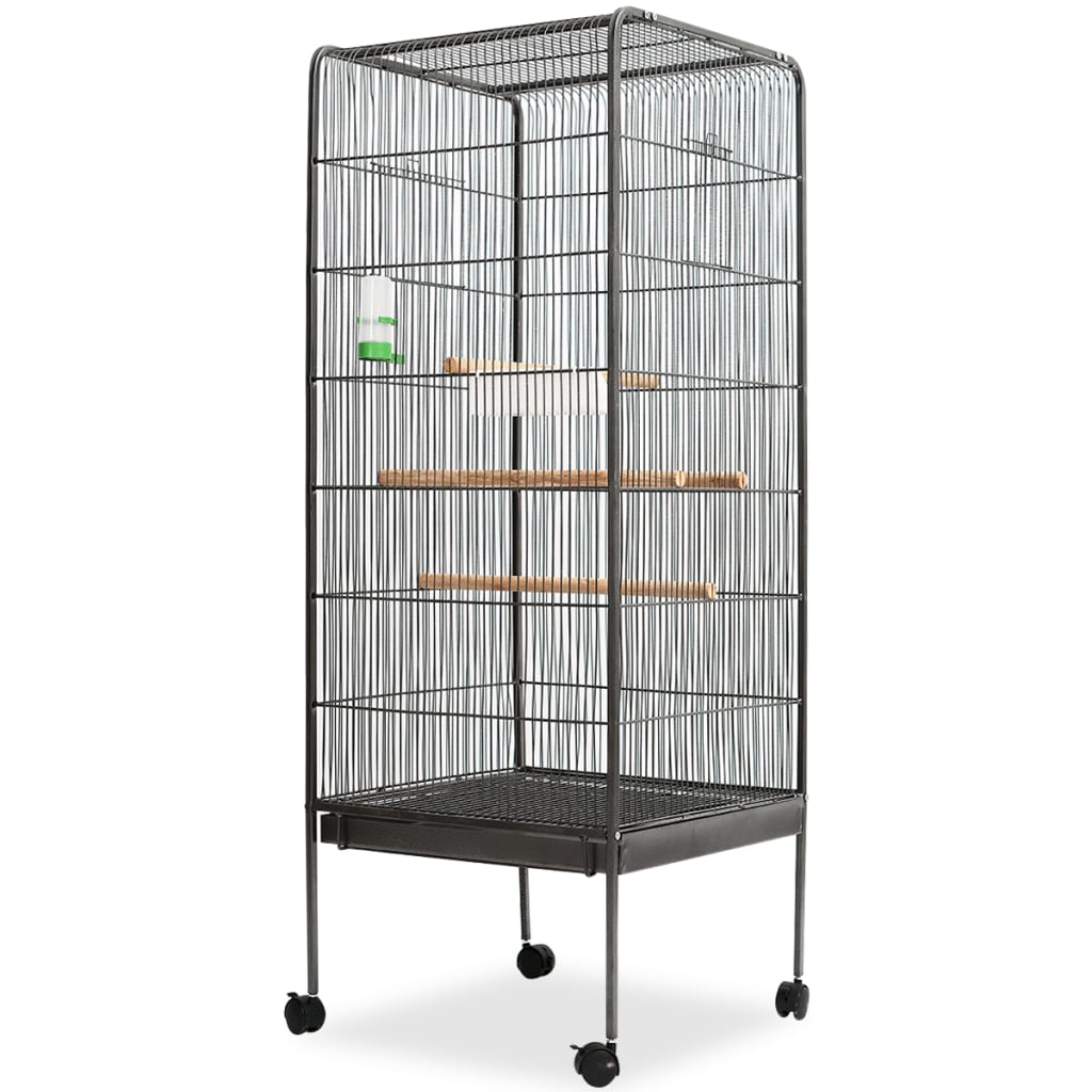 Vogelkäfig Voliere Schwarz 54x54x146 cm Stahl