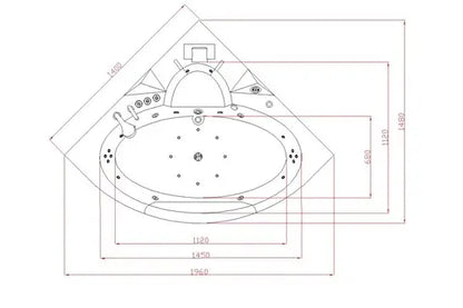 Whirlpool Badewanne Milano Indoor 140x140 cm Black