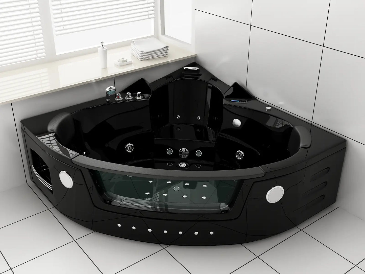 Whirlpool Badewanne Milano Indoor 140x140 cm Black