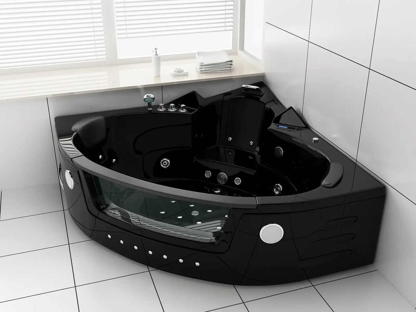 Whirlpool Badewanne Milano Indoor 140x140 cm Black