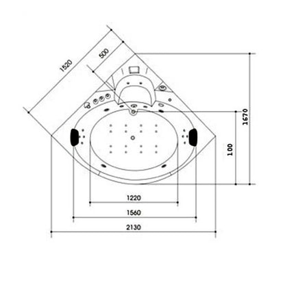 Whirlpool Badewanne Milano Indoor 152x152 cm Black
