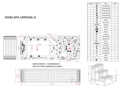 Swim Spa Whirlpool Verona III 580x230x135 cm